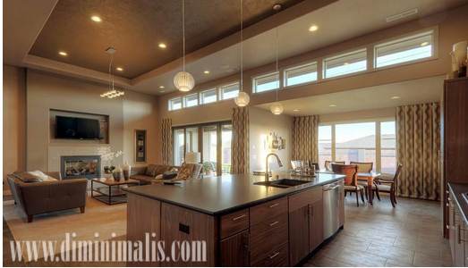 ruang terbuka minimalis, ruang tamu terbuka minimalis, ruang makan terbuka minimalis