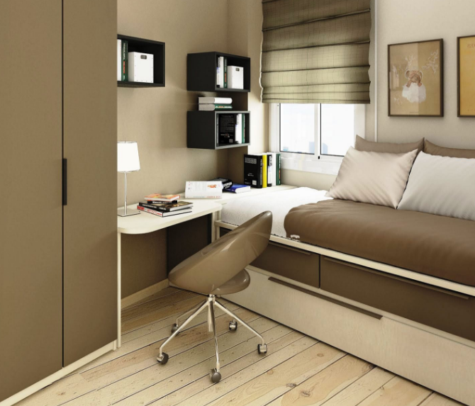 desain kamar tidur ukuran 3x3 sederhana