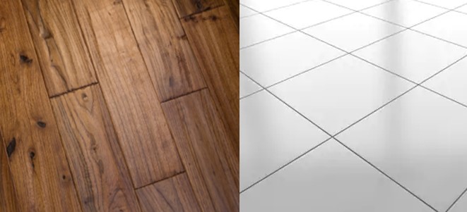 Lantai kayu atau keramik