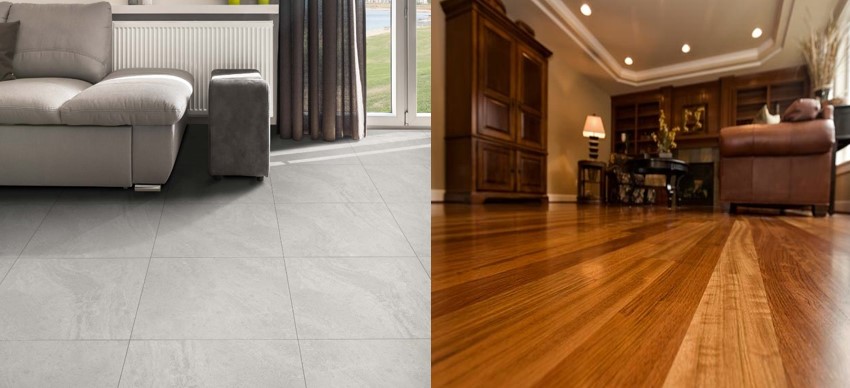 lantai kayu atau keramik