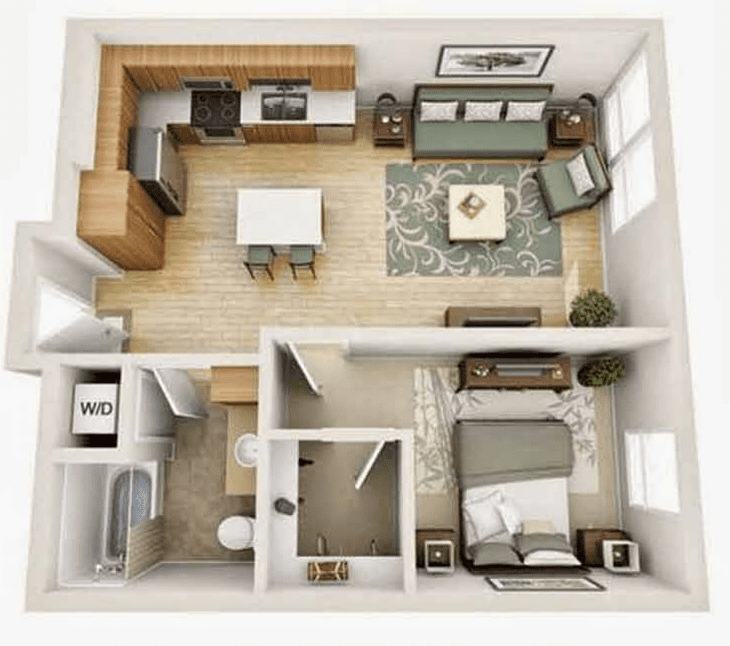 Denah Apartemen 1 Kamar