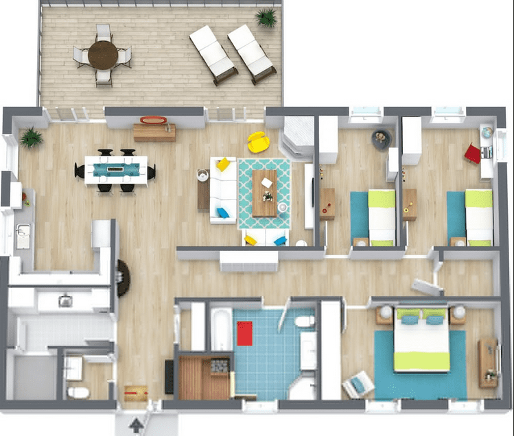 Denah Apartemen 3 Kamar