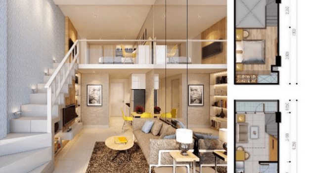 desain apartemen 1 kamar