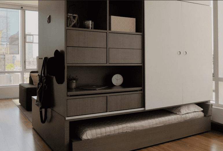 lemari apartemen dan tempat tidur