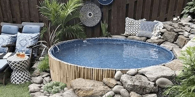 kolam ikan minimalis batu alam