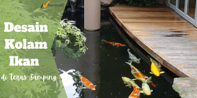 desain kolam ikan di teras samping