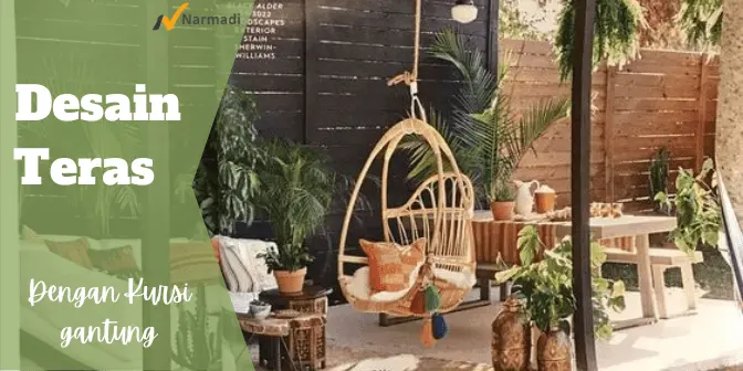 desain teras dengan kursi gantung