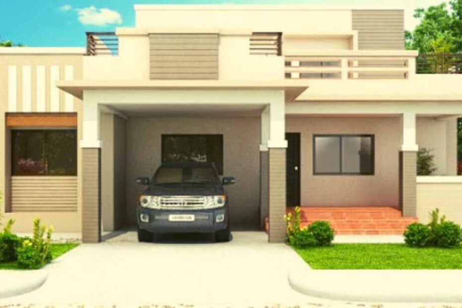 Desain Rumah Garasi di Tengah