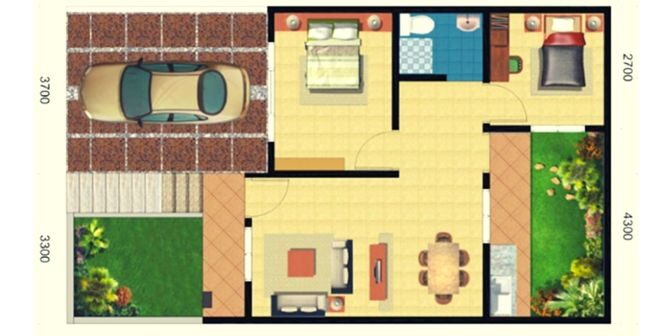 denah pondasi rumah ukuran 7x9