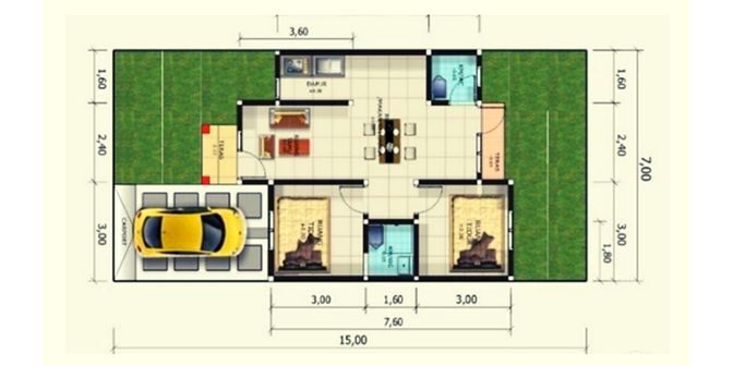 denah pondasi rumah ukuran 7x9