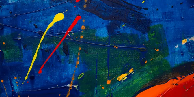 lukisan abstrak dominasi warna biru