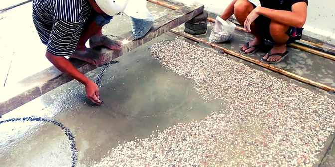 cara memasang batu koral