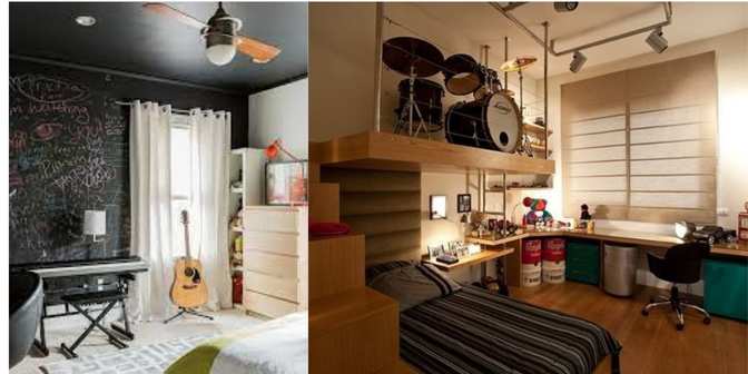 desain kamar tidur tema musik