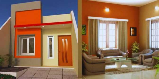Cat Rumah Warna Orange dan Cream