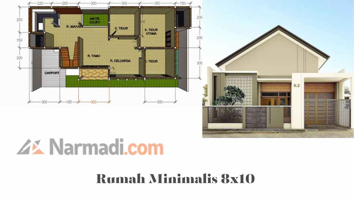 Desain Rumah 8x10 2 Kamar Tidur