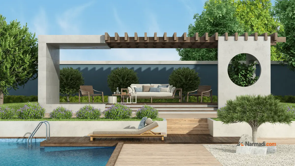 Desain Taman Tropis dengan Gazebo